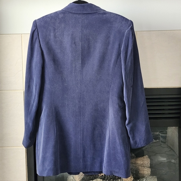 Vintage Bianca Nygard 100% Silk One-Button Navy Blue Blazer, Size 8 - Picture 3 of 11